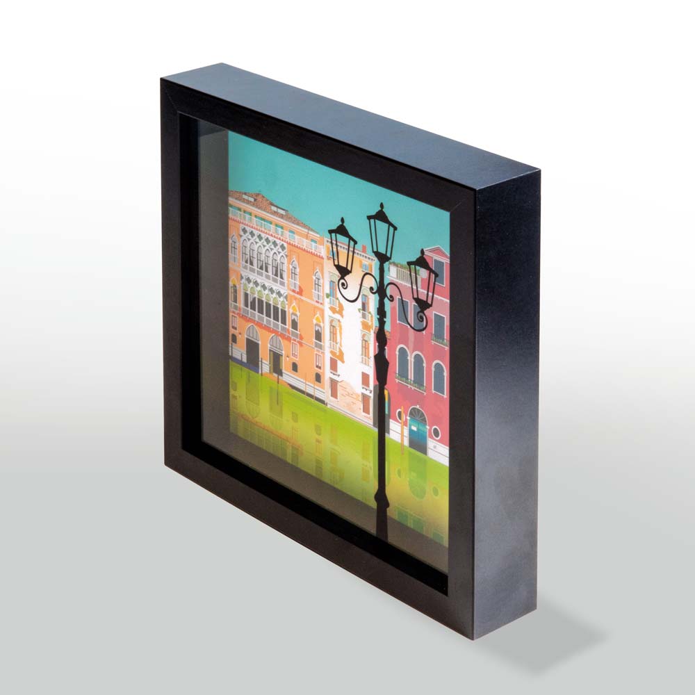 Quadro 3D - Venezia colorata cornice nera