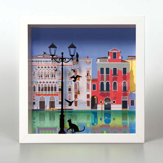 3D Painting - Venice, cat and pigeons